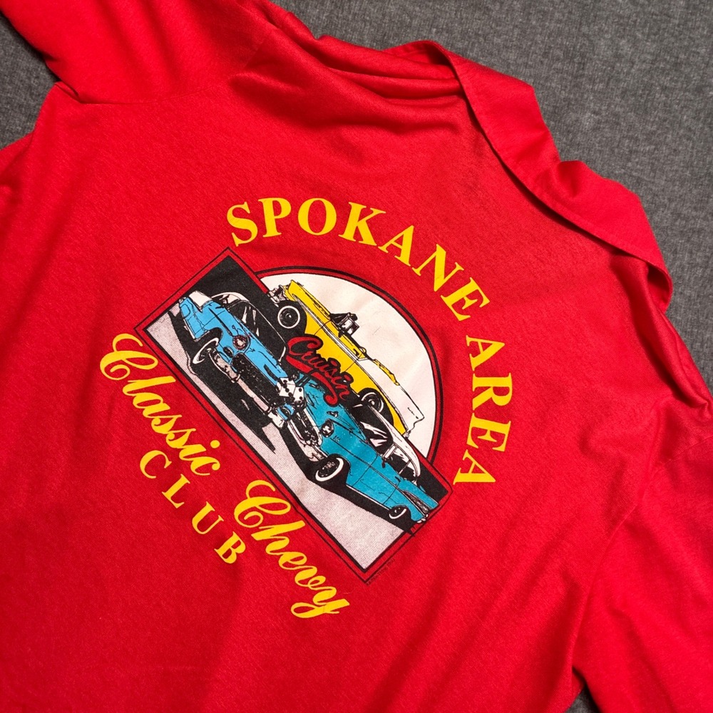 Vintage Classic Chevy Club Shirt Hartwell Polo Men XL Red Spokane Made in USA‎